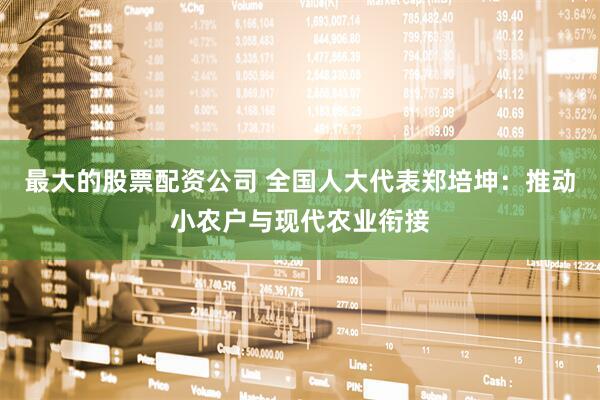 最大的股票配资公司 全国人大代表郑培坤：推动小农户与现代农业衔接